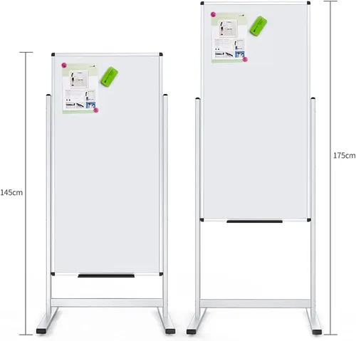 Vista 3 de Viz-pro - pizarra magnética portátil de doble cara 48 x 24 pulgadas, marco de aluminio y soporte.
