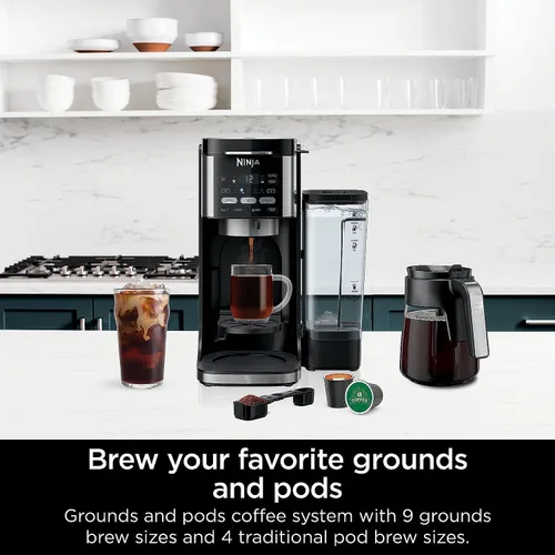 Vista 9 de Ninja Cafetera de goteo DualBrew Pro Café caliente y helado Compatible con cápsulas K-Cup 3 estilos de preparación (Clásico, Rico y Helado)