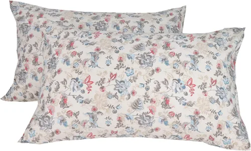 Vista 8 de Funda de almohada de tamaño Queen con estampado floral rojo para mujer, fundas de almohada refrescantes 100% algodón, paquete de 2 unidades con 4