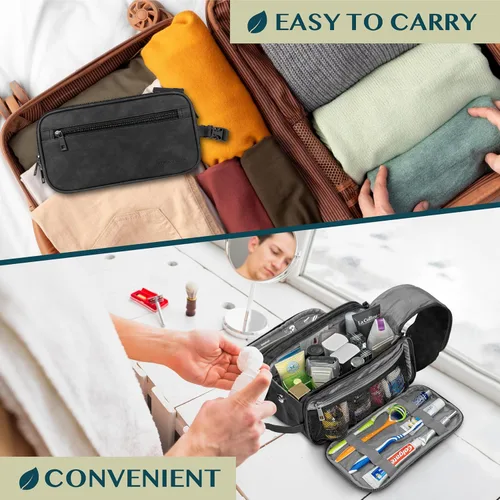 Vista 7 de PAVILIA Neceser para hombres y mujeres, bolsa de viaje, estuche organizador de artículos de tocador, artículos esenciales de viaje, kit de afeitado