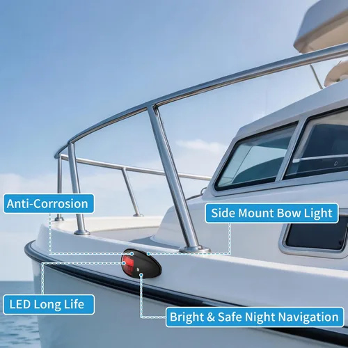 Vista 3 de Obcursco Luces de Navegación para Barco, LED Rojo y Verde de Montaje Vertical para Proa y Popa, Luces Marinas Impermeables IP67 para Pontones, Negro