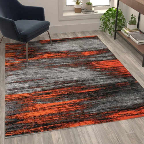 Vista 37 de Flash Furniture Rylan Collection - Alfombra contemporánea de olefinas azules, de pelo alto, 2 x 10 pies, respaldo de yute, pasillo, entrada