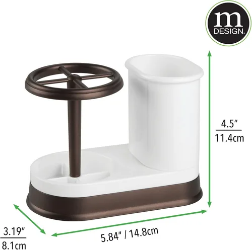 Vista 2 de mDesign Organizador Decorativo de Almacenamiento Dental para Baño Soporte para Cepillo de Dientes Eléctrico Giratorio/Pasta de Dientes - Diseño