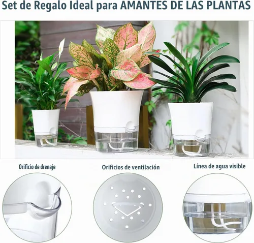Vista 8 de Paquete de 6 macetas transparentes de riego automático de 6 pulgadas para plantas de interior, macetas hexagonales grandes con riego automático