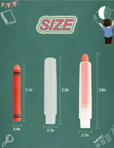 Vista 6 de Tiza no tóxica sin polvo para niños, tiza de color con soporte, la mejor herramienta de arte para pizarra, niños, dibujo, escritura, 24