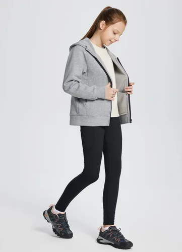 Vista 5 de BALEAF Leggings con forro polar para niñas, repelentes al agua, cintura alta, pantalones atléticos cálidos para invierno, senderismo, correr, yoga