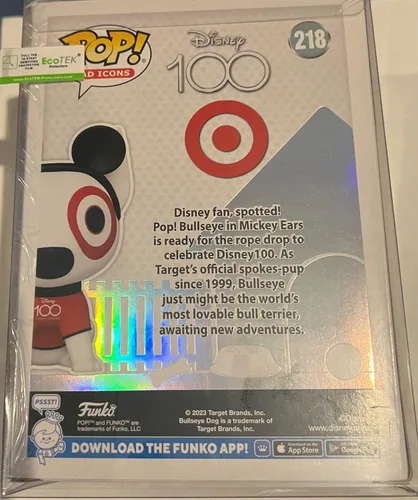 Vista 3 de POP! Funko Ad Icons Target Disney 100 Exclusive BULLEYE en Mickey Ears #218 con estuche acrílico