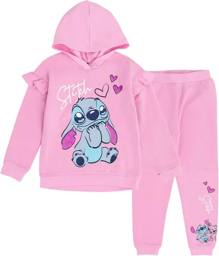 Vista 8 de Disney Minnie Mouse Little Mermaid Lilo & Stitch - Conjunto de sudadera con capucha y pantalones de forro polar para recién nacidos a niños grandes