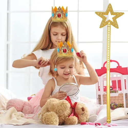 Vista 7 de VRETEKI Kit de accesorios de corona de durazno de princesa, broche de corona de durazno de princesa, accesorios para niñas y mujeres, accesorios