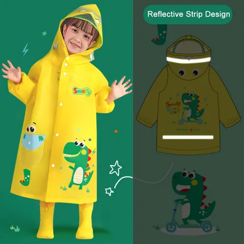 Vista 3 de Chubasqueros para niños, impermeable 3D, con dibujos animados, poncho para niñas y niños de 2 a 12 años