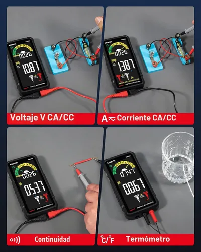 Vista 5 de KAIWEETS - Multímetro inteligente recargable con voltímetro digital de rango automático, mide voltaje, corriente, resistencia, continuidad
