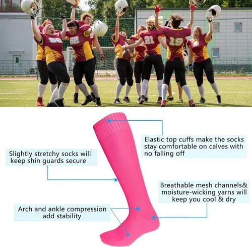 Vista 4 de HIBAOTOP Calcetines de béisbol, Unisex hasta la rodilla calcetines de fútbol adultos jóvenes softbol equipo deportes tubo calcetines 2612 pares