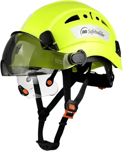Vista 9 de SAFEBUILDER Casco de seguridad industrial con visera Casco duro ABS con visera Ventilación ajustable Casco de construcción Protección para la cabeza