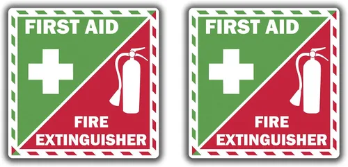 Vista 3 de Kramer - Adhesivo de vinilo para extintor de primeros auxilios, kit de seguridad de emergencia, 3 x 3 pulgadas
