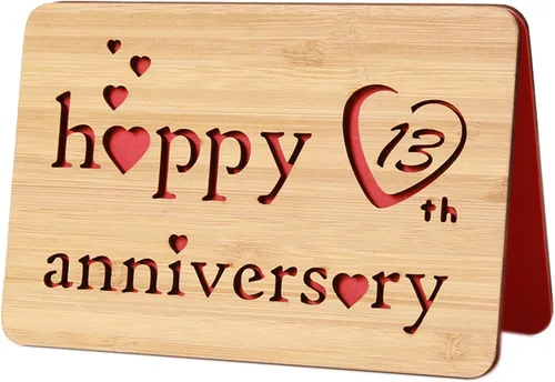 Vista 31 de Tarjeta de felicitación de madera para el primer aniversario, hecha a mano, 1 año, aniversario de boda, tarjeta de primer aniversario para ella, él