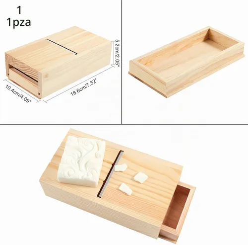 Vista 2 de PH PandaHall Caja de cajón de jabón de madera, biseladora de jabón, herramienta de afeitar para recortar jabones y velas hechas a mano para Navidad
