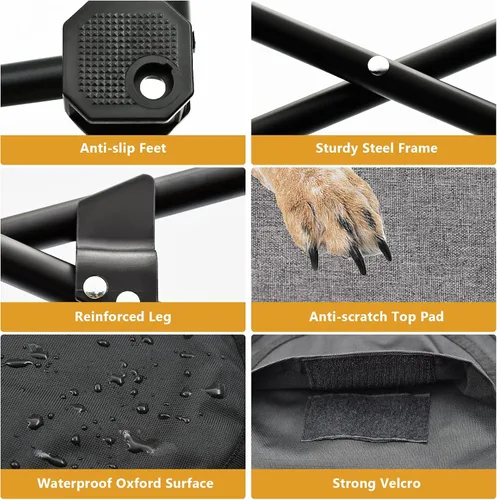 Vista 2 de Cama elevada para perro, catre elevado portátil para mascotas para exteriores e interiores, cama plegable para perro con cómoda bolsa de transporte