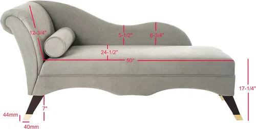 Vista 3 de Safavieh Home Collection Caiden - Tumbona de terciopelo gris con almohada