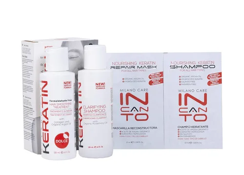 Vista 3 de Tratamiento alisador de cabello con queratina - Sistema profesional de salón con champú aclarador, Dolce 4 onzas líquidas