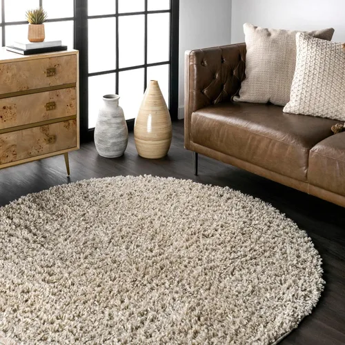 Vista 24 de NULOOM Neva Alfombra de Área Shag Moderna con Borlas, 8' Cuadrada, Beige Neva Beige