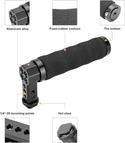 Vista 4 de Mango de cámara DSLR, negro, compatible con soporte de zapata, conector de zapata fría