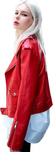 Vista 3 de LY VAREY LIN Chaquetas de piel sintética con cremallera para mujer