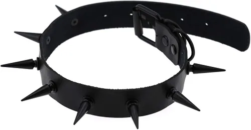 Vista 7 de FM FM42 Unisex Multicolor Simulated Leather PU Black-toneSilver-tone Spikes Rivets Spiked Punk Rock Gothic Choker Collar Necklace