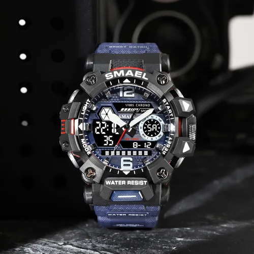 Vista 2 de Reloj militar para hombre al aire libre LED Digital Reloj impermeable táctico ejército de muñeca Relojes deportivos para hombres 8072