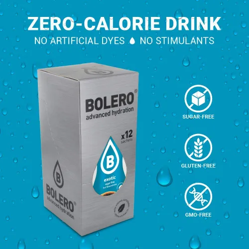 Vista 4 de Bolero - Paquetes de mezcla de bebidas sin azúcar, sabores variados de frutas Paquetes de agua con sabor en polvo 12 sobres grandes para llevar