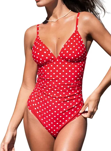 Vista 25 de CUPSHE - Traje de baño de una pieza para mujer, con control de abdomen, cuello en V