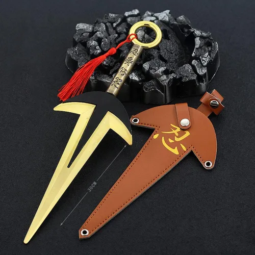 Vista 7 de QIDUDZ Namikaze Minato Kunai Yondaime, modelo de arma de 11.81 pulgadas, figura de acción de juguete de espada de metal ninja para regalo de niños