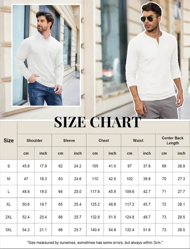 Vista 6 de COOFANDY Camisas Henley de manga larga para hombre con bolsillo