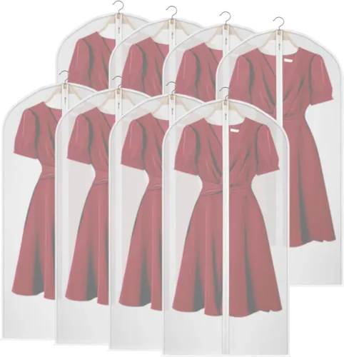 Vista 12 de Fundas para Hombros para Colgar Ropa (Juego de 10) Fundas Transpirables Antipolvo para Prendas Protectores de Ropa para Closet con Fuelle de 2