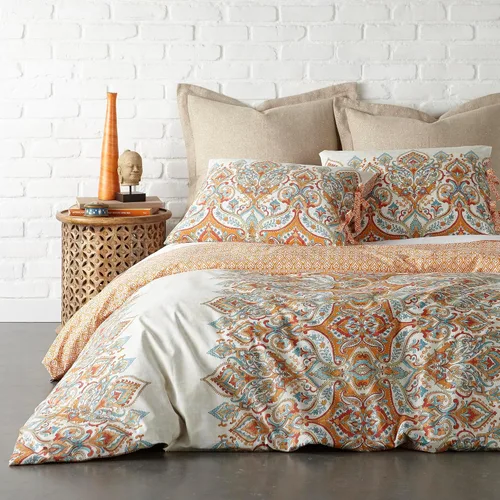 Vista 2 de Levtex Home Emile - Juego de edredón tamaño individual, Medalion, 100% algodón, beige, naranja