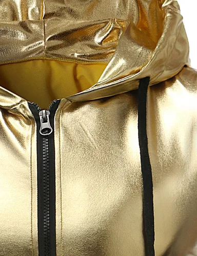 Vista 4 de ZEROYAA Camiseta hipster metálica con capucha y bolsillo tipo canguro para hombre