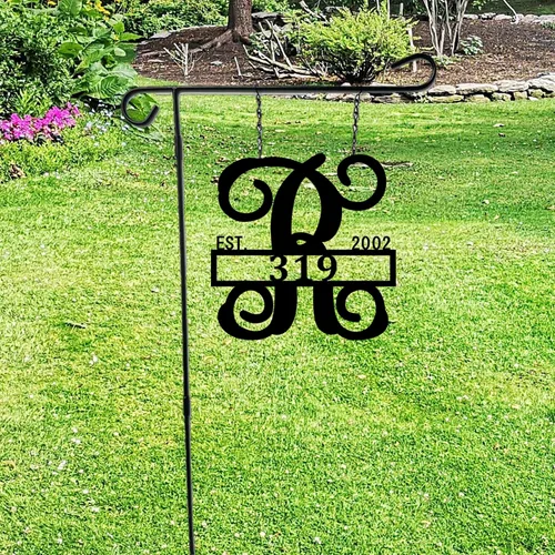Vista 2 de PK Décor Letrero Personalizado de Dirección con Apellido e Inicial para Casa - Placa Personalizada para Buzón para Exterior del Hogar - 12 pulgadas