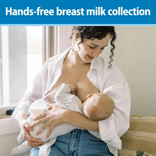 Vista 3 de Dr. Brown's Extractor de leche de una pieza de silicona 100% silicona, colector de leche materna manos libres con opciones anticólicos + biberón