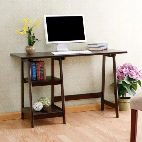 Vista 11 de SEI Furniture Langston - Escritorio espacioso con 2 estantes fijos con marco A, color espresso (modelo: HO9246)