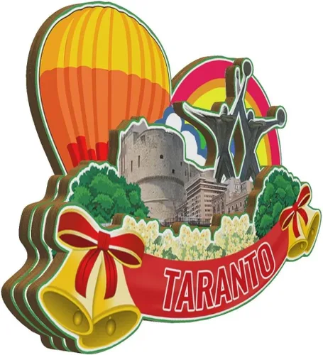 Vista 2 de Taranto Puglia - Imán de madera para nevera, diseño de Italia, monumentos 3D, recuerdos coleccionables, decoración hecha a mano -2546