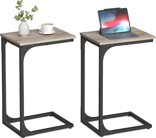Vista 10 de VASAGLE - Mesa auxiliar en forma de C, mesa lateral pequeña para sofá, mesa de sofá con estructura metálica para sala de estar, dormitorio, mesita