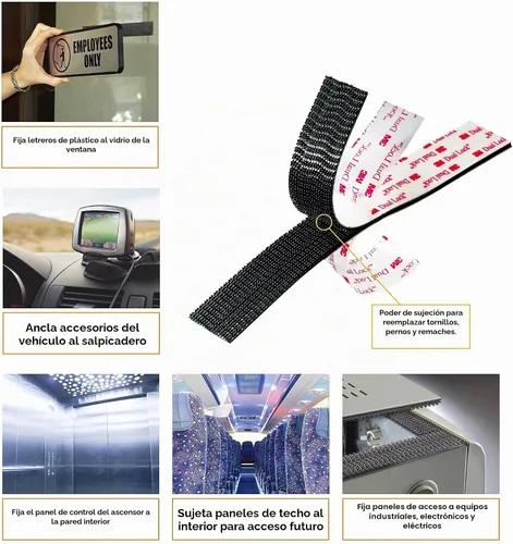 Vista 4 de 3M - Cinta de doble bloqueo de 1 x 2 pulgadas, 10 unidades, cinta de montaje resistente Cinta entrelazada con cierre de cierre autoadhesiva SJ3560