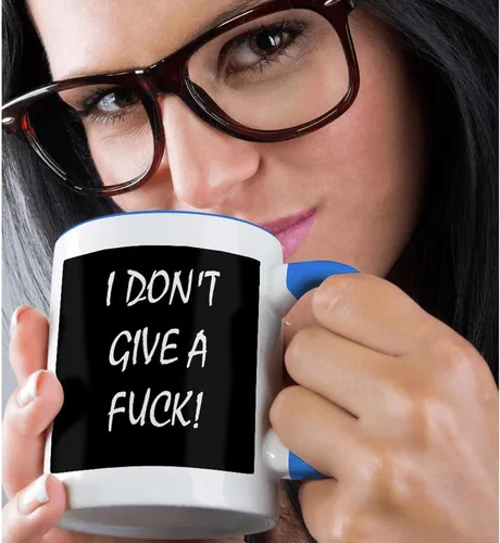 Vista 2 de 3dRose I Don'T Give A Fuck - Taza de 11 onzas, color azul