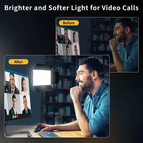 Vista 2 de Pixel Panel de luz de video LED, iluminación para cámara de fotografía, 20 W, bicolor, regulable, 2500-6500 K, luces LED de transmisión de estudio