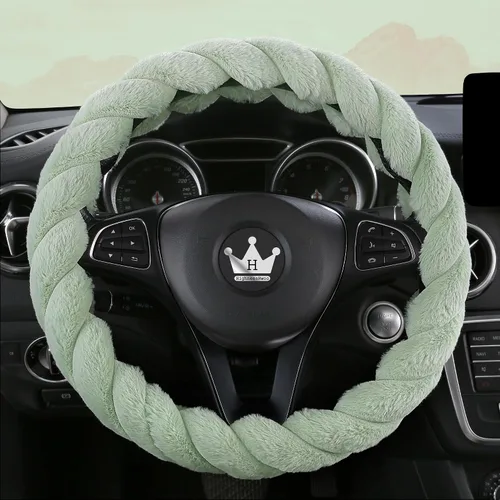 Vista 11 de HighnessHwoo Funda para volante de coche de felpa suave y lujosa de invierno para mujeres, accesorios automotrices cálidos y lindos para vehículos