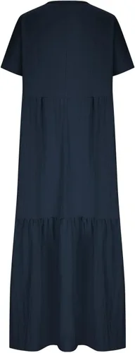 Vista 4 de Vestido largo de gran tamaño para mujer, vestido largo de algodón y lino, vestido de playa holgado y holgado