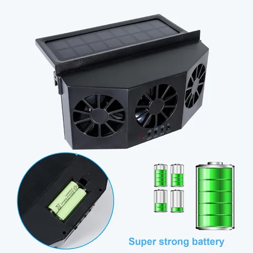 Vista 4 de Unifizz Ventilador de ventana delgada solar Ventilador de escape de coche con tres ventiladores 1.5W ABS negro