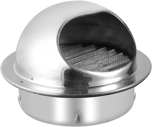 Vista 6 de Cubiertas de ventilación redondas de acero inoxidable para secadora de exteriores, rejilla de ventilación, campana extractora, tapa de lluvia