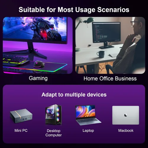 Vista 7 de Ratón para juegos con cable, mouse USB con cable para computadora con 7200 DPI, 7 botones programables para oficina en casa de negocios