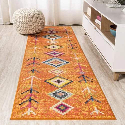 Vista 11 de Eyely Alfombra geométrica tribal de 2 x 8 pulgadas, azul oscuro/multicolor, alfombra bohemia para interiores