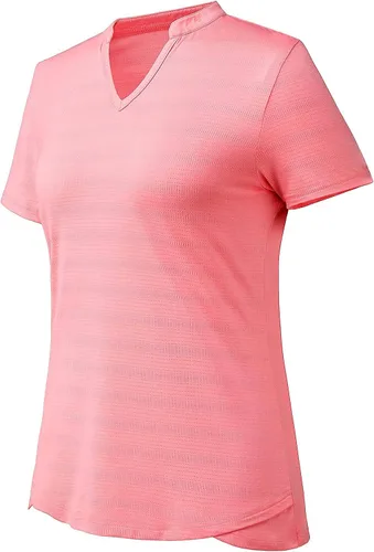 Vista 7 de MIER Polo de golf para mujer, sin cuello, UPF 50+, manga corta, tenis y correr, cuello en V